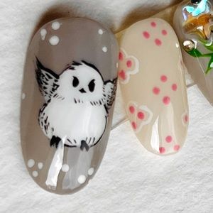 Reusable hand painted penguin handmade press on nail Japanese art nail